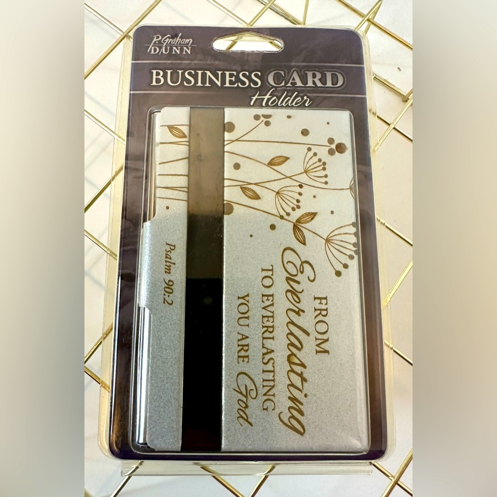 P. Graham Dunn Aluminum Construction Business Card Holder 2.25 x 3.5 Psalm 90:2